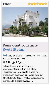 Limba.com - Sveti Stefan, Pensjonat rodzinny, Noclegi 17606