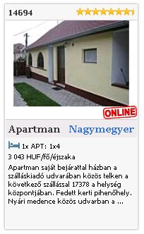 Limba.com - Nagymegyer, Apartman, Szállás 14694